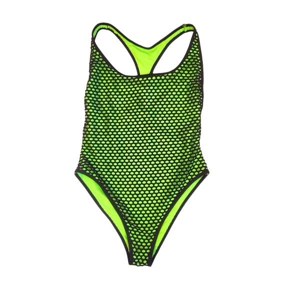 Tops - Neon Green + Black Mesh Bodysuit